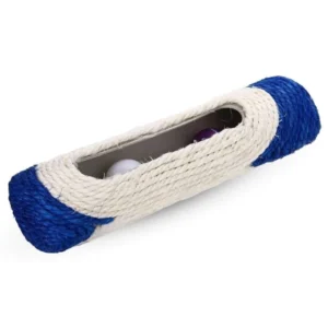 Rascador cil­índrico de sisal con pelotas en el interior